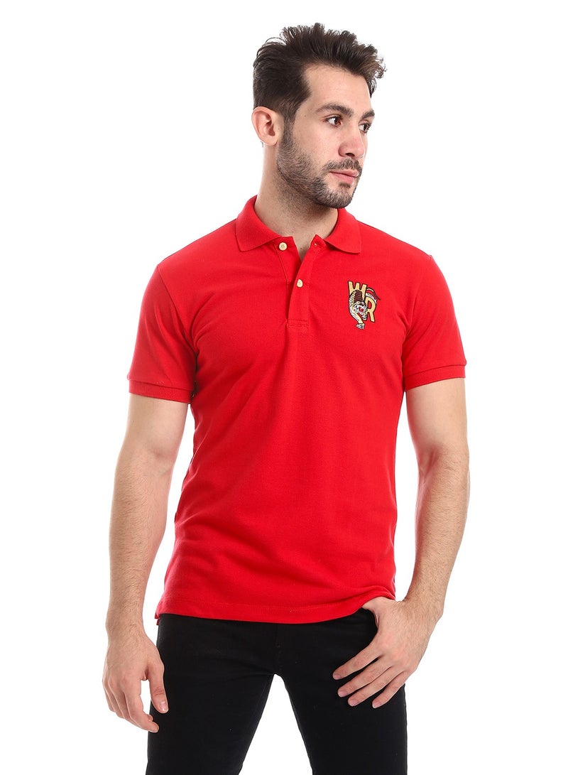 WHITE RABBIT Stitched Chest Logo Pique Patterned Polo Shirt  - Image 1