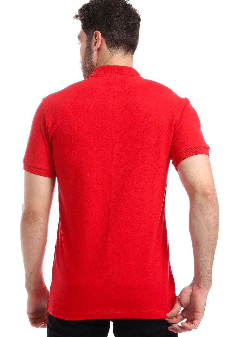 WHITE RABBIT Stitched Chest Logo Pique Patterned Polo Shirt  - Image 4