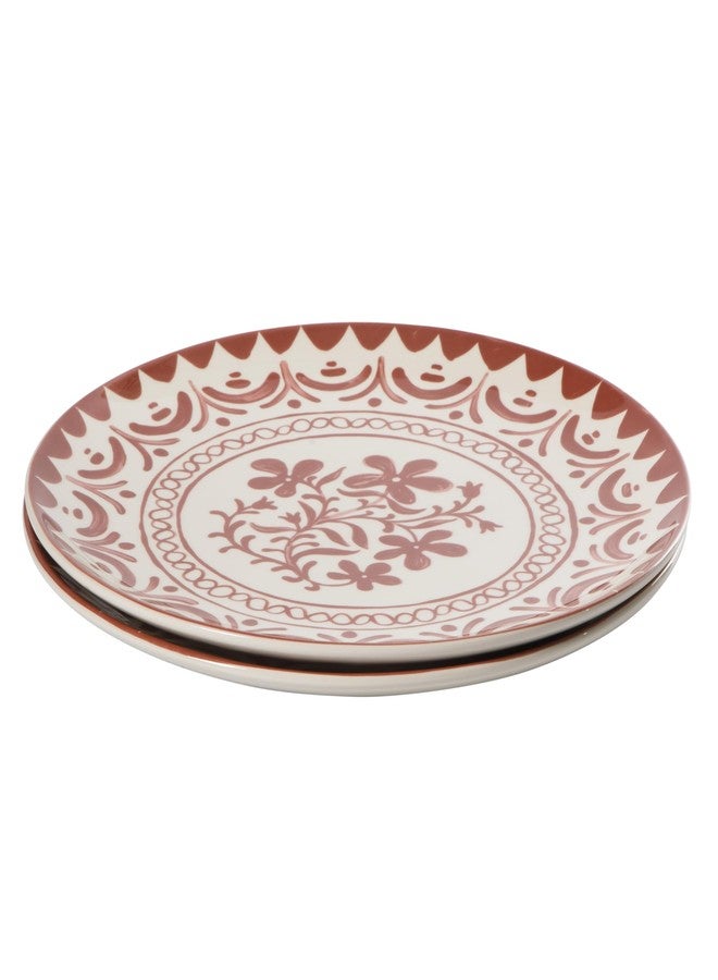 Bloomhouse - 2-Time Oprah’s Favorite Things - Valencia Flor 2 Piece 13” Serving Platter Set, Stoneware Platters, Mediterranean Floral Decal Design, Microwave & Dishwasher Safe, Pomegranate Red - Image 5