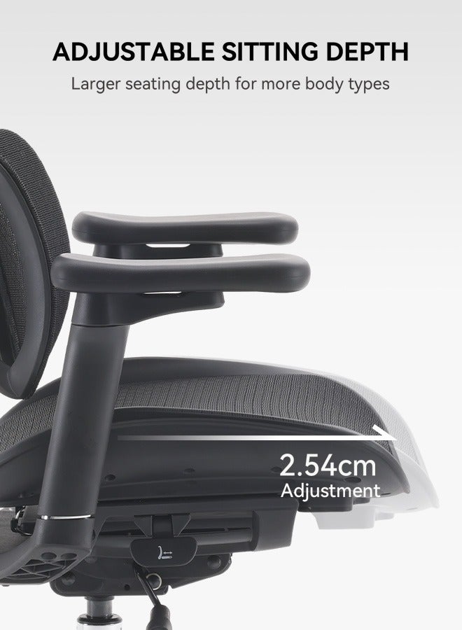 SIHOO S100 Ergonomic Office Chair, 6D Dynamic Lumbar Support, Adjustable Seat Depth, Ultra Soft 3D Armrests, Adjustable Backrest Home Office Chair, Big and Tall Computer Chair (Black) - Image 5