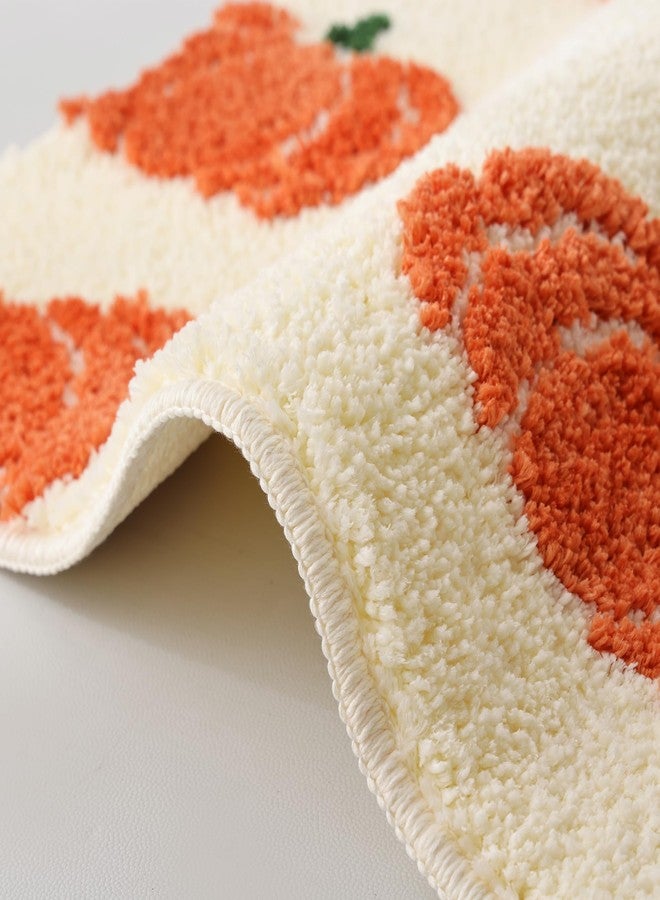 TRUEDAYS Beige Bathroom Rugs with Orange Pumpkins, Cute Bath Mat for Halloween and Thanksgiving, Soft Non Slip Farmhouse Mats Funny Indoor Rug Home Decor Fall and Autumn - Image 5