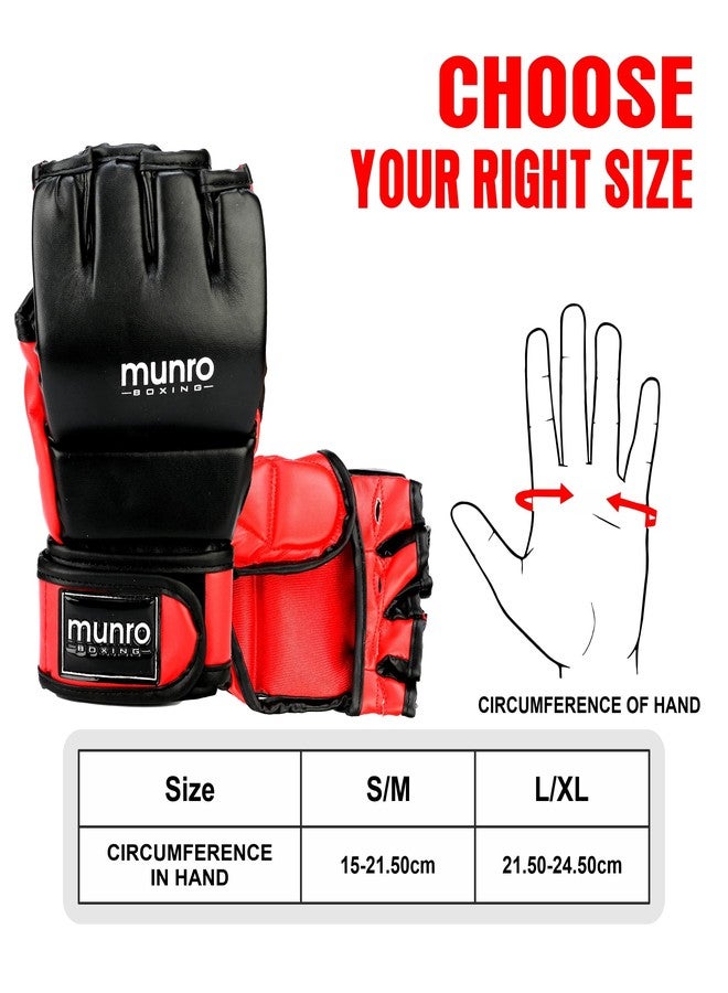 MUNRO Combat MMA Grappling Gloves - (Black/Red), Training Glove, Martial Arts Glove for Men and Women, Kickboxing, Karate, Cage Fighting Open Palm Gloves, Hook and Loop Closure. (S/M) - Image 5