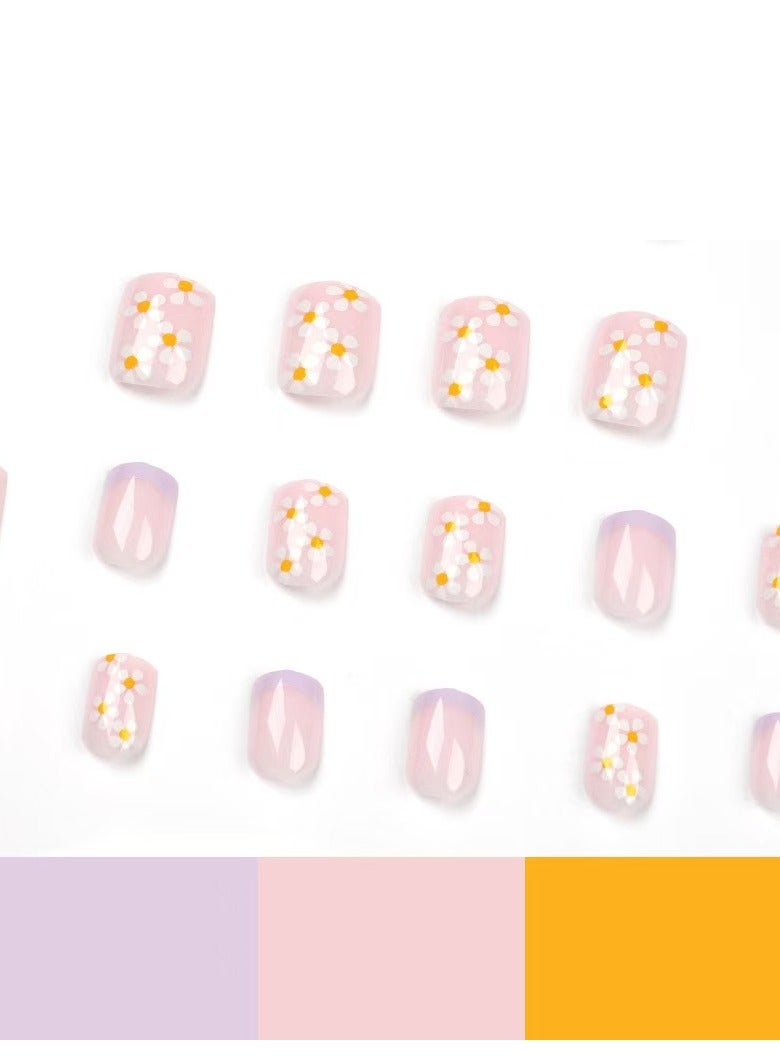 JOSQUEWNN Press on nails,24-Piece New European and American Wearable Almond-Shaped Short Pink Gradient Minimalist Nail Tips,Fake Acrylic Nails With Glue Kit. - Image 2
