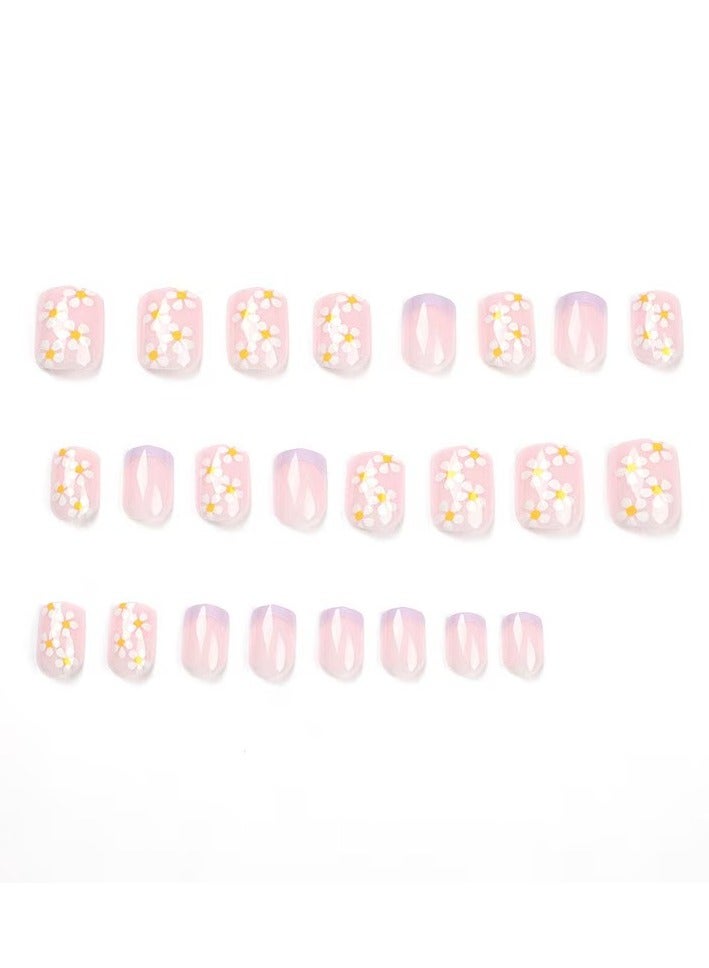 JOSQUEWNN Press on nails,24-Piece New European and American Wearable Almond-Shaped Short Pink Gradient Minimalist Nail Tips,Fake Acrylic Nails With Glue Kit. - Image 5