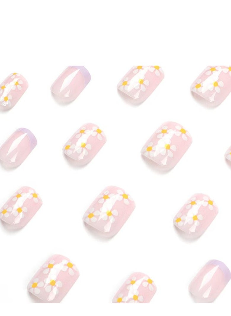 JOSQUEWNN Press on nails,24-Piece New European and American Wearable Almond-Shaped Short Pink Gradient Minimalist Nail Tips,Fake Acrylic Nails With Glue Kit. - Image 4