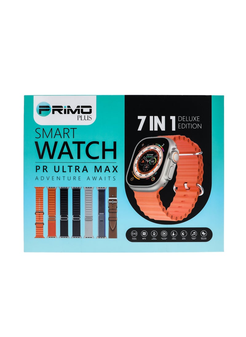 PRIMO PLUS - The New PR ULTRA MAX Smart Watch Series 8 With A Full Screen Works With The Android And IOS System Is Responsive Wireless Charging And Supports GPS With 7 Bracelets and Protection Cover , Size 49 mm - - Image 1