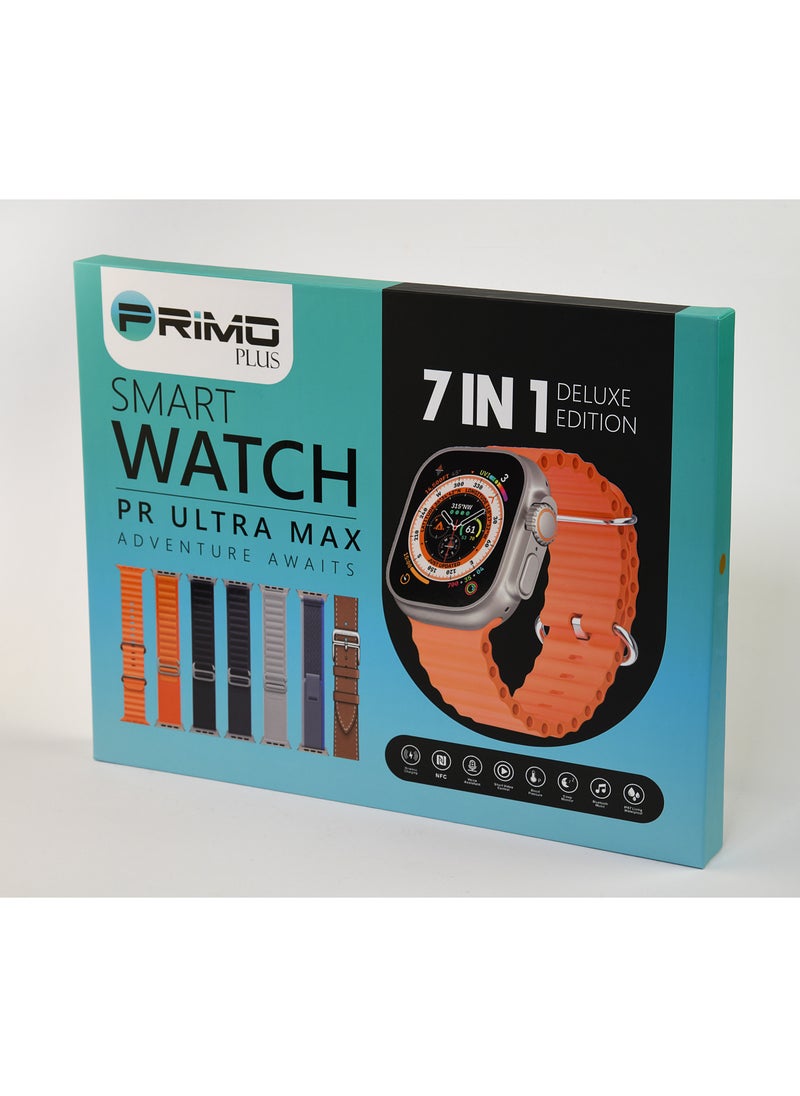 PRIMO PLUS - The New PR ULTRA MAX Smart Watch Series 8 With A Full Screen Works With The Android And IOS System Is Responsive Wireless Charging And Supports GPS With 7 Bracelets and Protection Cover , Size 49 mm - - Image 1