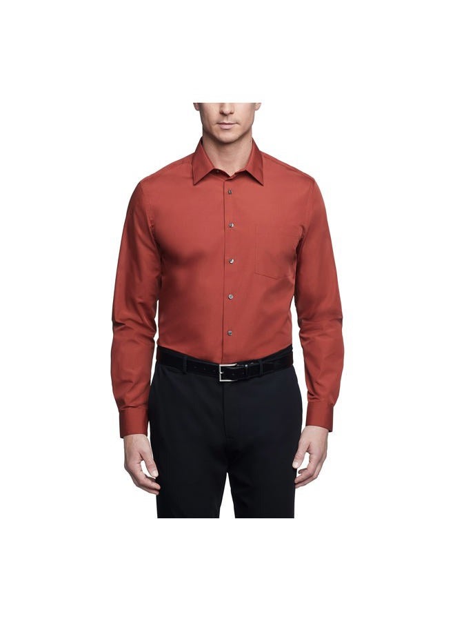 Van Heusen Mens Poplin Regular Fit Solid Point Collar Shirt, Color: Persimmon, Size: 17.5 Neck/34-35 Sleeve - Image 1