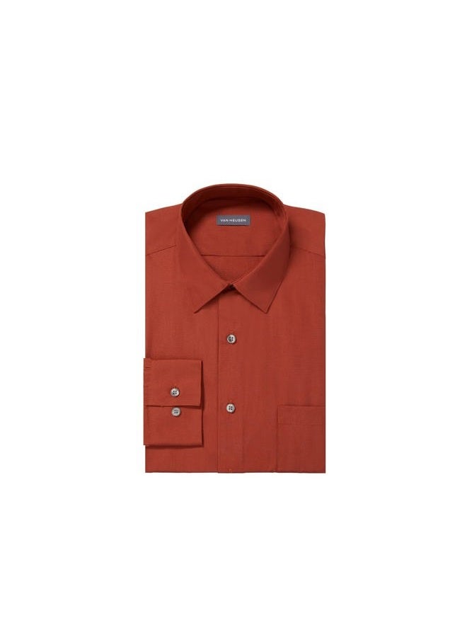 Van Heusen Mens Poplin Regular Fit Solid Point Collar Shirt, Color: Persimmon, Size: 17.5 Neck/34-35 Sleeve - Image 3