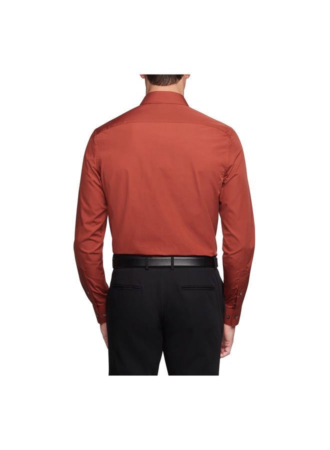 Van Heusen Mens Poplin Regular Fit Solid Point Collar Shirt, Color: Persimmon, Size: 17.5 Neck/34-35 Sleeve - Image 2
