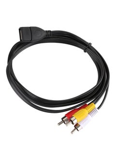 NIBEMINENT USB A To Female Socket 3 RCA Male Video A/V Camcorder Adapter Cable Black  - Image 1