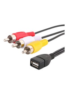 NIBEMINENT USB A To Female Socket 3 RCA Male Video A/V Camcorder Adapter Cable Black  - Image 4
