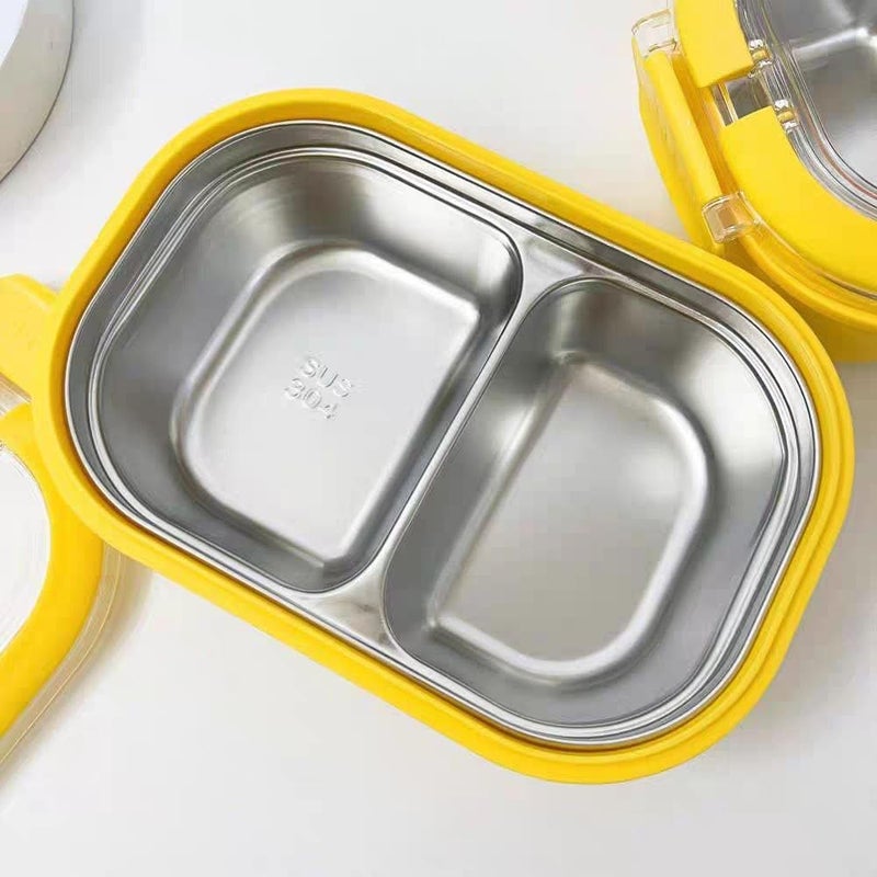 HOMERA 1000ml Stainless Steel Lunch Box for Kids with Airtight Leakproof Lid Divided Sections Spoon Included Safe for Microwave Freezer and School Use