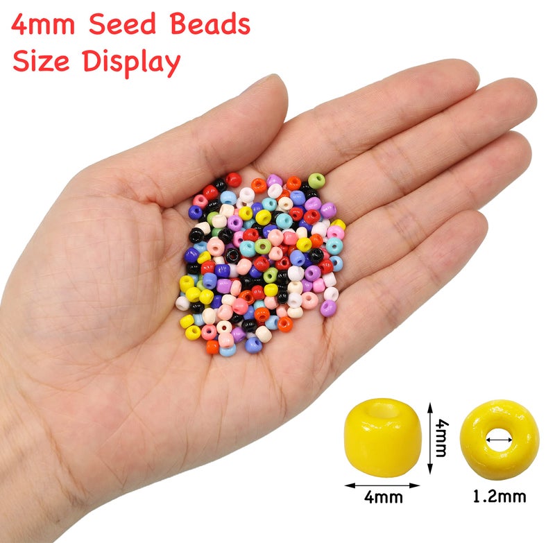Bala&Fillic Red Color 4mm Seed Beads About 1200pcs/100Grams in Bag, 6/0 Glass Craft Beads for Making Bracelet and Necklace (Red) - Image 3