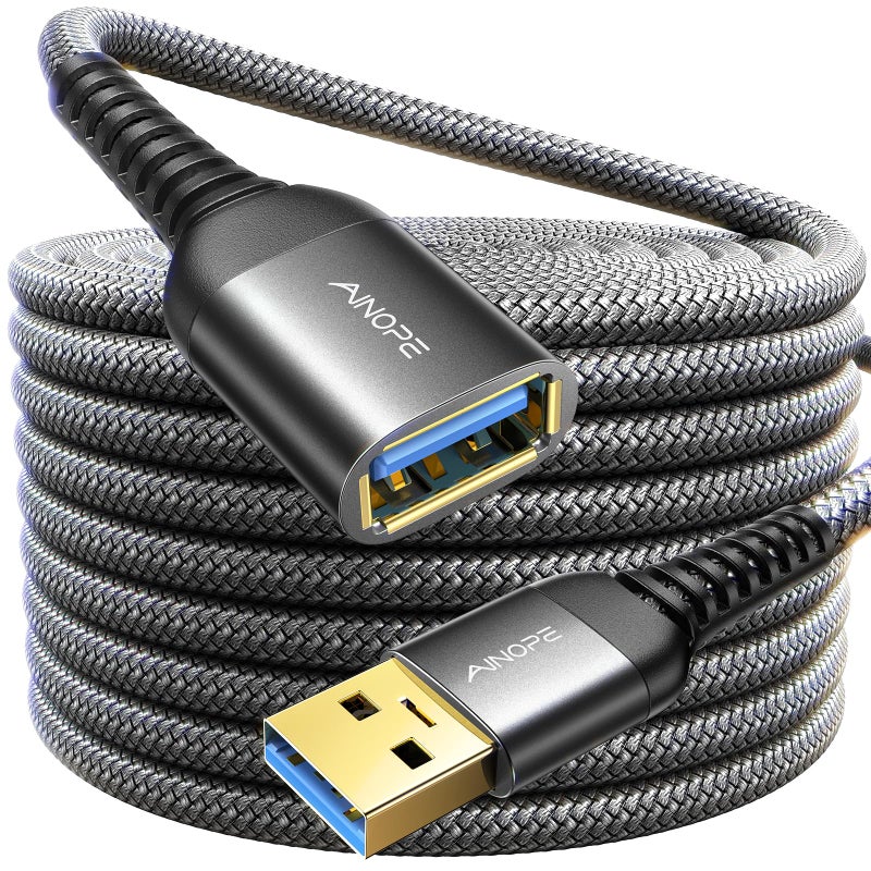 Ainope كابل تمديد USB AINOPE، موسع USB، كابل تمديد USB 3.0، سلك ذكر إلى أنثى لنقل بيانات عالي متوافق مع كاميرا الويب، لوحة مفاتيح USB، محرك فلاش، قرص صلب، طابعة، 10 قدم، أسود - Image 1