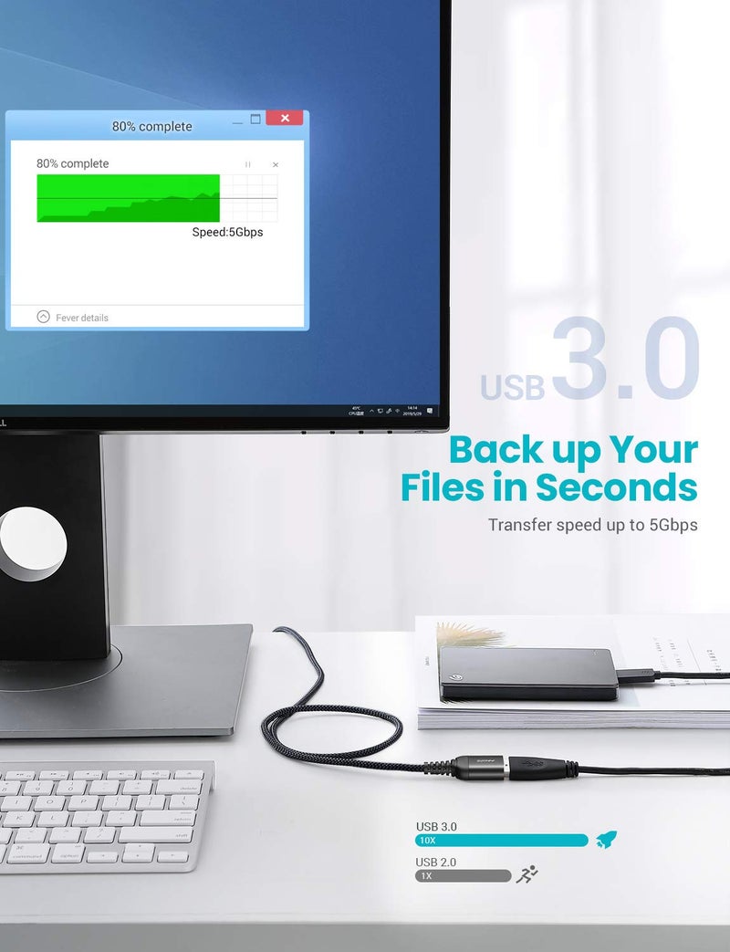 Ainope كابل تمديد USB AINOPE، موسع USB، كابل تمديد USB 3.0، سلك ذكر إلى أنثى لنقل بيانات عالي متوافق مع كاميرا الويب، لوحة مفاتيح USB، محرك فلاش، قرص صلب، طابعة، 10 قدم، أسود - Image 4