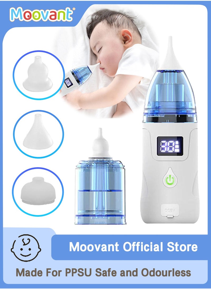 Moovant Baby Nasal Aspirator with 3-Level Suction Adjustable, Electric Nose Suction with 3 Silicone Tips, USB Rechargeable & Low Noise for Nasal Care Baby Infant  - Image 1