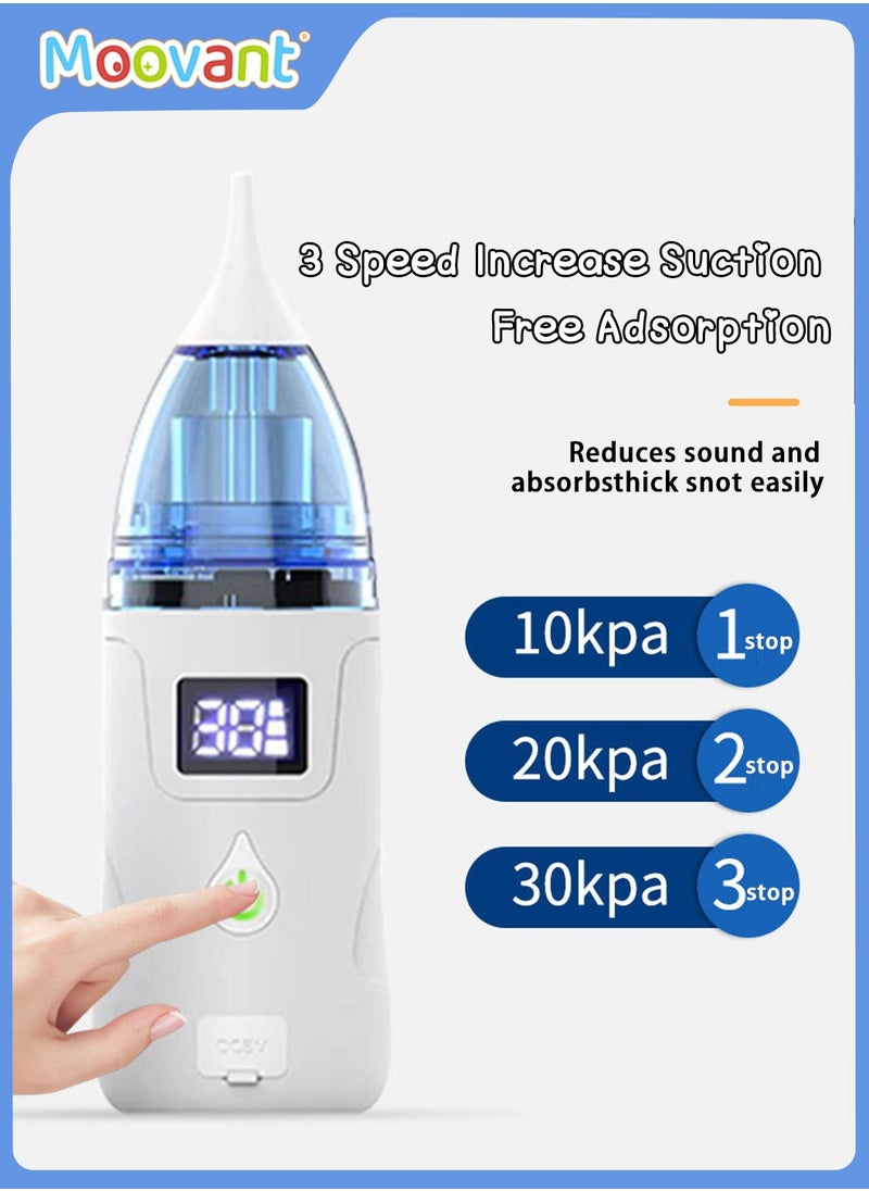 Moovant Baby Nasal Aspirator with 3-Level Suction Adjustable, Electric Nose Suction with 3 Silicone Tips, USB Rechargeable & Low Noise for Nasal Care Baby Infant  - Image 3