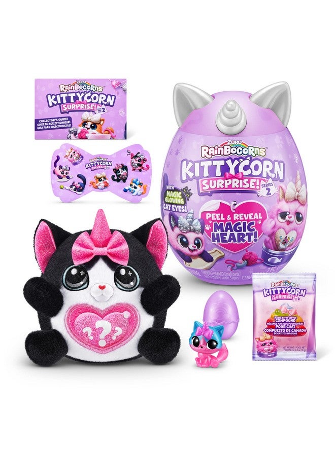 Rainbocorns Rainbocorns Kittycorn Surprise Series 2, Lucky the Black Cat - Collectible Plush - 10 Surprises to Unbox, Peel and Reveal Heart, stickers, Ages 3+ (Black Cat) - Image 1