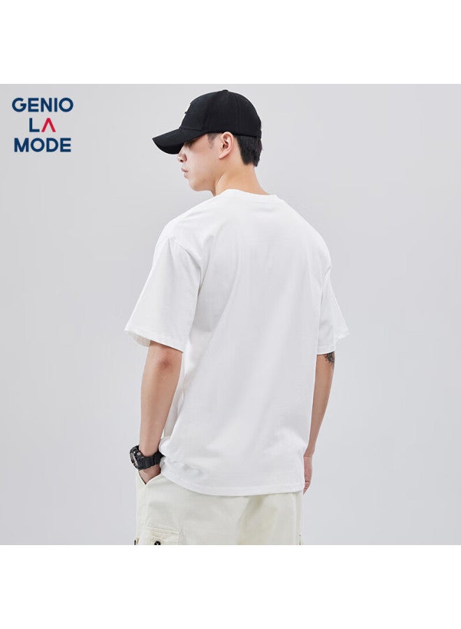 Geniolamode Men's Short Sleeve T-shirt New Pure Cotton Heavyweight Comfortable Breathable Five-point Sleeve Loose Casual All-match Top - Image 5