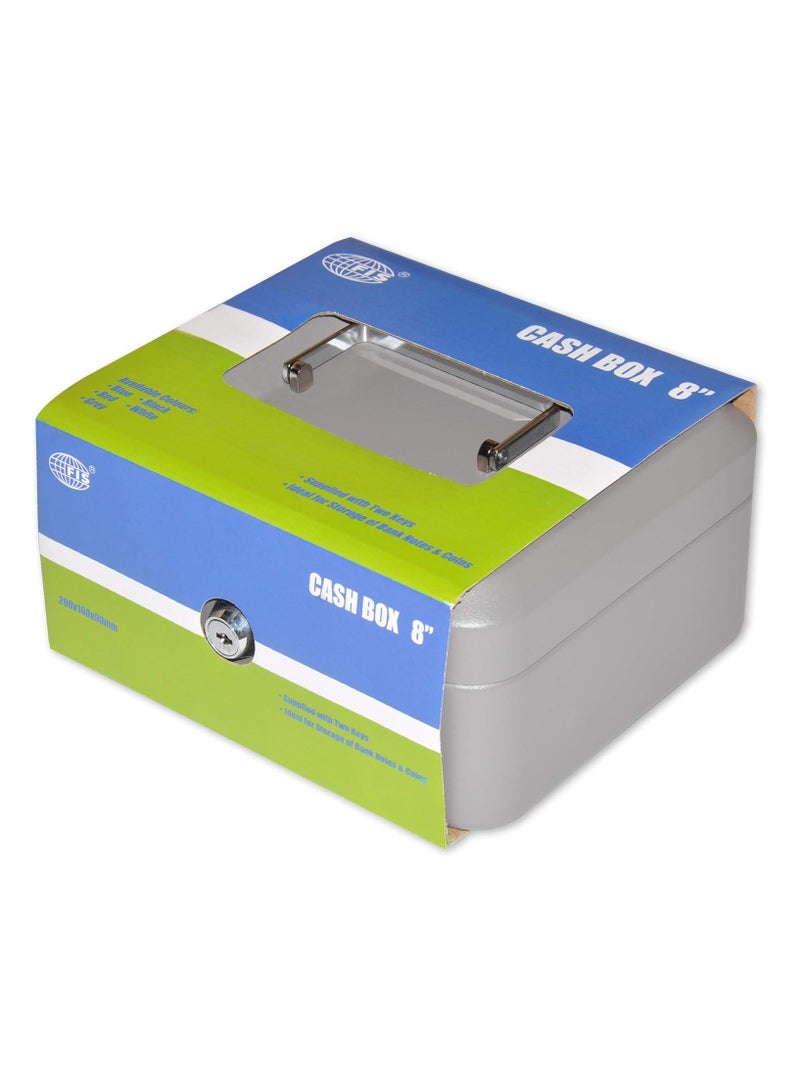 FIS Matt Finish Cash Box with Key 8in, Grey - FSCPTS0032GY - Image 3