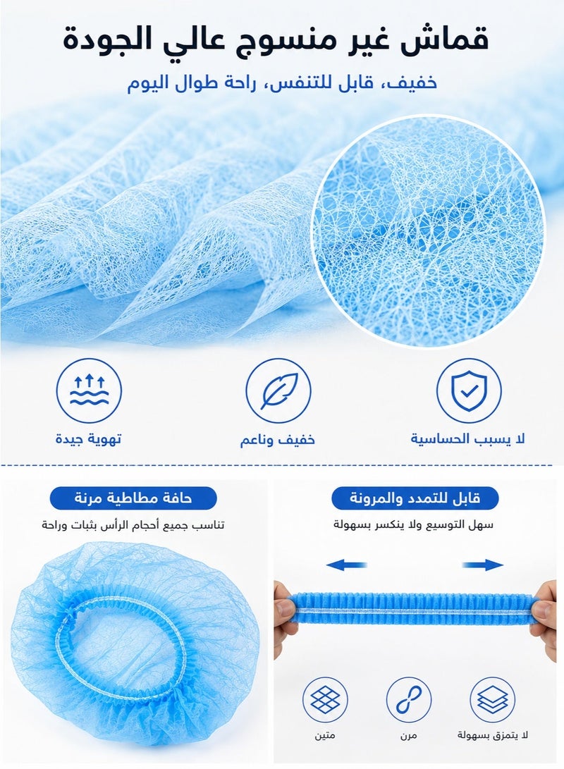 Monda 200 PCS Disposable Bouffant Caps, 21 Inch Non-Woven Hair Nets, Breathable Elastic Head Covers for Kitchen, Food Service, Salon and Medical Use, 100 Blue + 100 Pink - Image 5