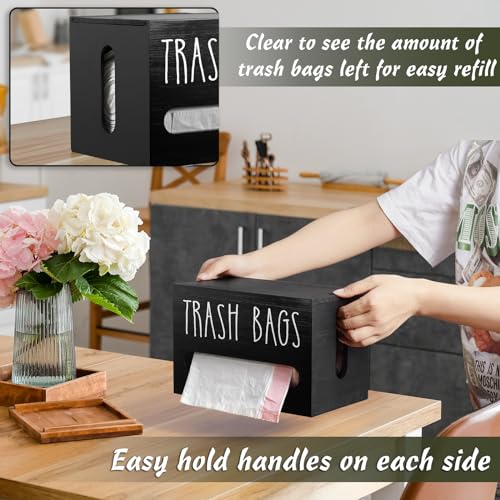 DRASTAR Trash Bag Dispenser, Large Wooden Trash Bag Holder Wall Mount, Black Roll Holder for for 13-gallon Plastic Garbage Bags Dispenser Countertop, Under Kitchen Sink Organization - Image 5