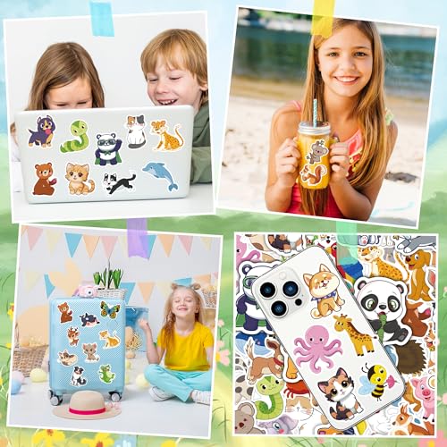 OHOME Water Bottle Stickers for Kids,Cute Animal Aesthetic Sticker Pack - Party Favors for Kids 4-8 | 3-12 Boy Girl Birthday Gift,Arts Crafts Preppy Stuff for 8-12,100 PCS - Image 5