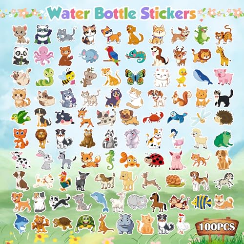OHOME Water Bottle Stickers for Kids,Cute Animal Aesthetic Sticker Pack - Party Favors for Kids 4-8 | 3-12 Boy Girl Birthday Gift,Arts Crafts Preppy Stuff for 8-12,100 PCS - Image 2