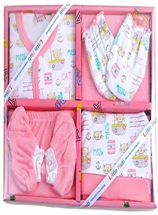Pexmoon Pillow Pexmoon Portable Breast Feeding Pillow and Removable Cover Feeding Pillows with Random Color 6 pcs Dress Set for New Born Unisex Baby Gift Set (0-3 Months) (Navy Designed Flora) - Image 4