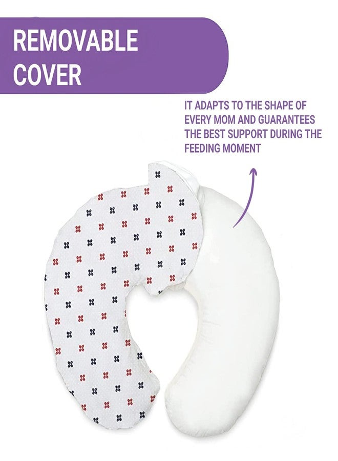 Pexmoon Pillow Pexmoon Portable Breast Feeding Pillow and Removable Cover Feeding Pillows with Random Color 6 pcs Dress Set for New Born Unisex Baby Gift Set (0-3 Months) (Navy Designed Flora) - Image 2