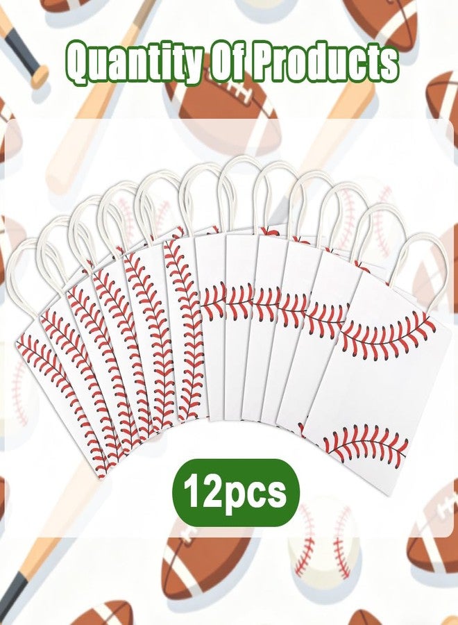 eowqeiur 12 PCS Baseball Goodie Bags With Handles Paper Gift Goodie Goody Treat Snack Treat Bags Game Sport Team Birthday Party Favors Supplies Wrap Softball Football Baggies Pouches Baby Shower Decorations - Image 2