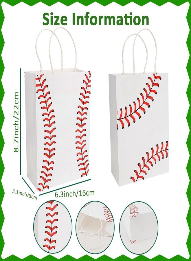 eowqeiur 12 PCS Baseball Goodie Bags With Handles Paper Gift Goodie Goody Treat Snack Treat Bags Game Sport Team Birthday Party Favors Supplies Wrap Softball Football Baggies Pouches Baby Shower Decorations - Image 3