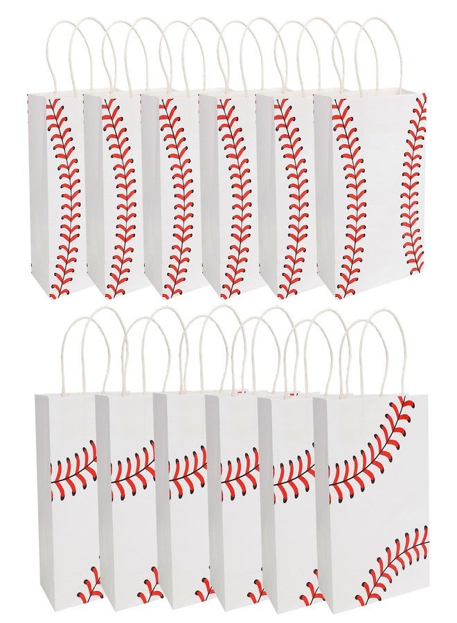 eowqeiur 12 PCS Baseball Goodie Bags With Handles Paper Gift Goodie Goody Treat Snack Treat Bags Game Sport Team Birthday Party Favors Supplies Wrap Softball Football Baggies Pouches Baby Shower Decorations - Image 1