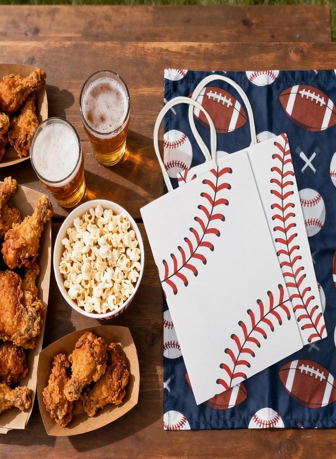 eowqeiur 12 PCS Baseball Goodie Bags With Handles Paper Gift Goodie Goody Treat Snack Treat Bags Game Sport Team Birthday Party Favors Supplies Wrap Softball Football Baggies Pouches Baby Shower Decorations - Image 4