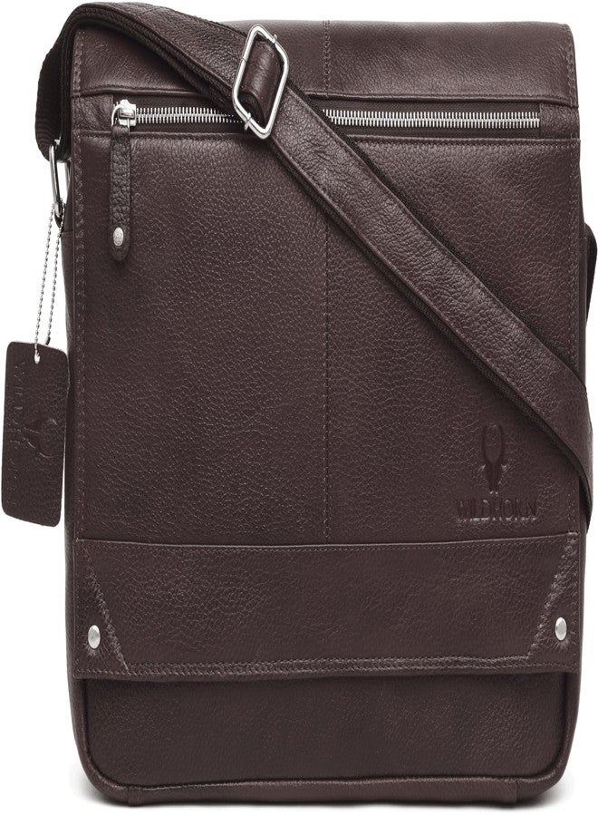 WildHorn Genuine Leather Messenger Bag for Men - 14.5-Inch Laptop Bag with Adjustable Straps & Multiple Compartments - Stylish & Durable Office Bag - 1-Year Warranty - Image 2