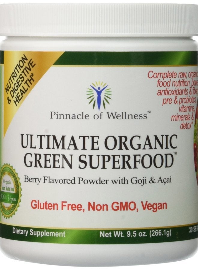 Pinnacle of Wellness Ultimate Organic Green Superfood Powder - Berry Flavor - 30 Servings 9.5oz (266.1g) - Image 1