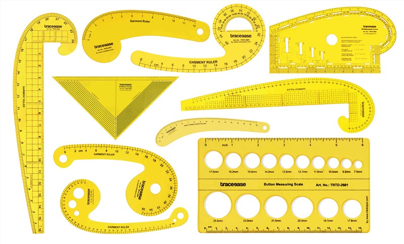 Traceease French Metric Plastic Sewing Tools Metric Curve Shaped Rulers for Designers and Tailors Sewing Ruler Set Tailoring Rulers Lot of 10pcs - Image 2
