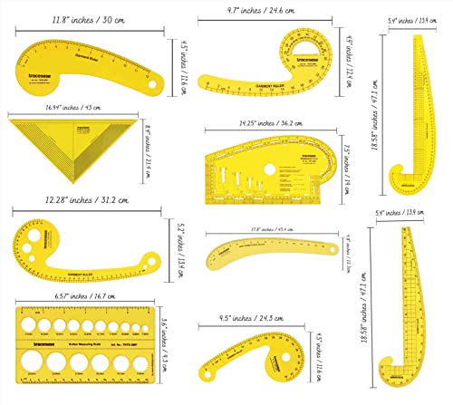 Traceease French Metric Plastic Sewing Tools Metric Curve Shaped Rulers for Designers and Tailors Sewing Ruler Set Tailoring Rulers Lot of 10pcs - Image 3