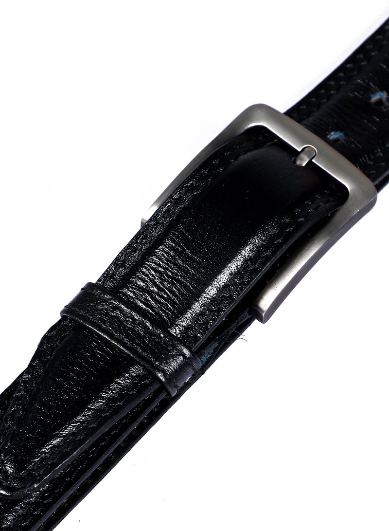 Andora Single Belt Loop Textured  Leather Belt -Black - Image 2