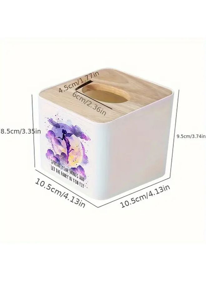 Black Modern Plastic Tissue Box With Bamboo Lid Minimalist Square Storage For Bathroom - Image 4