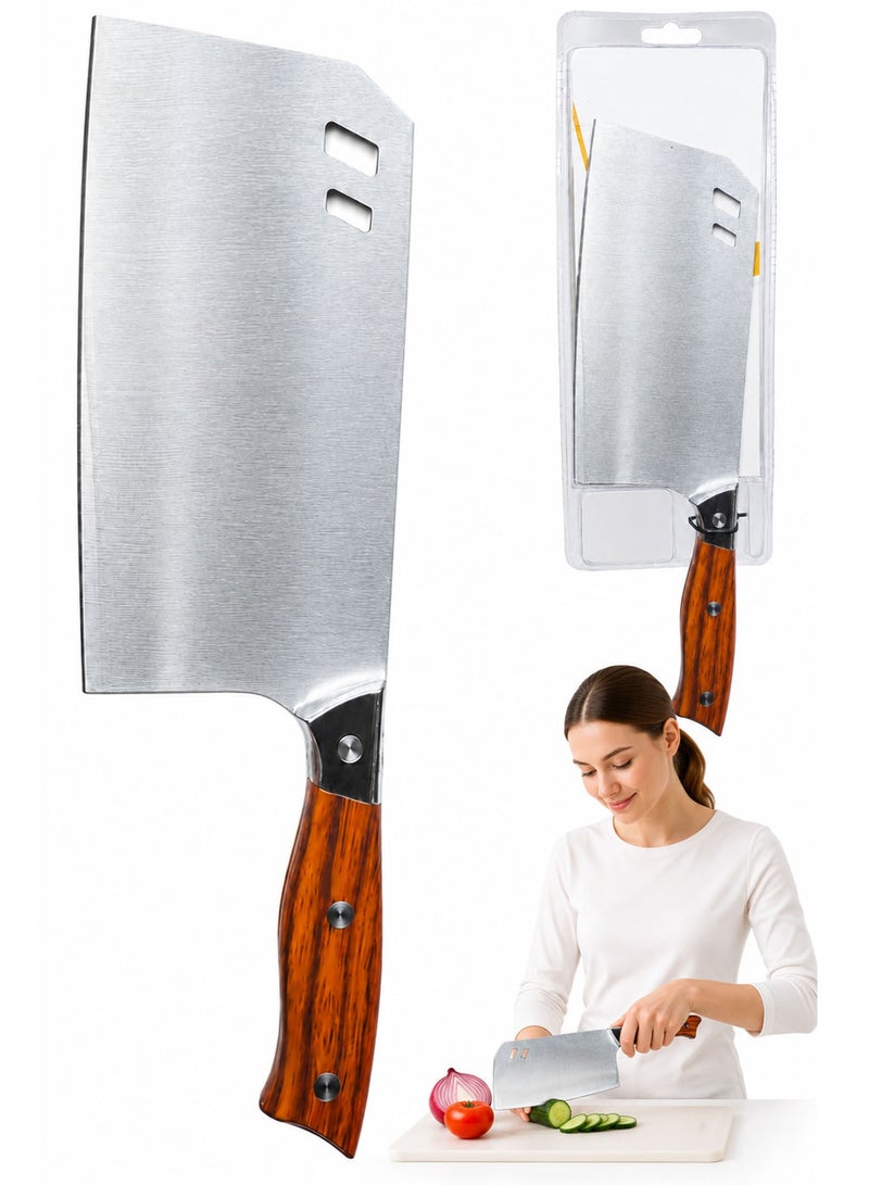 Heavy Duty Meat Cleaver Knife – Stainless Steel Chopper with Solid Wood Handle for Meat, Poultry & Kitchen Use - Image 1