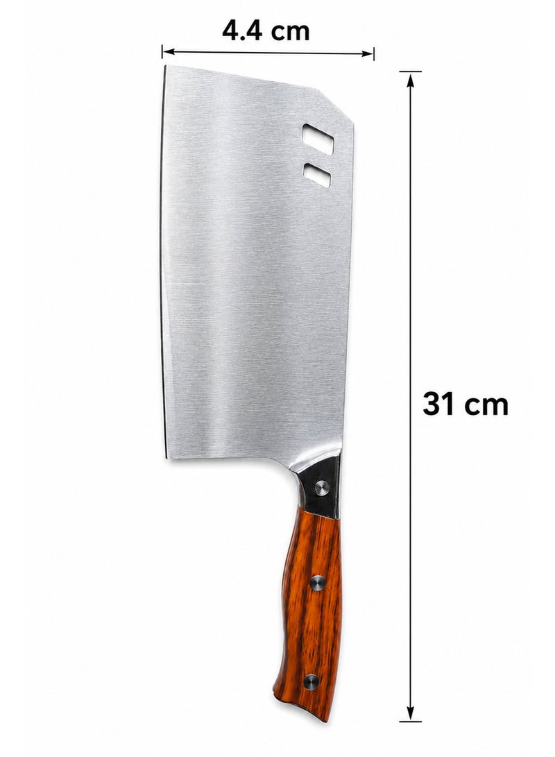 Heavy Duty Meat Cleaver Knife – Stainless Steel Chopper with Solid Wood Handle for Meat, Poultry & Kitchen Use - Image 2