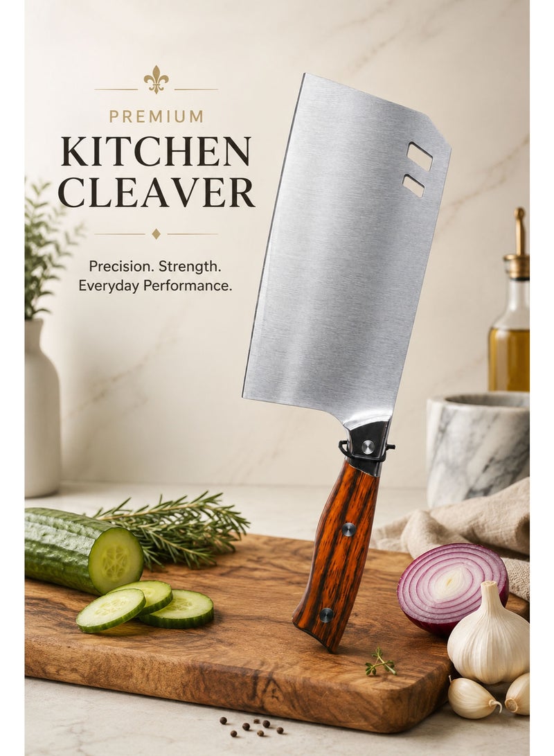 Heavy Duty Meat Cleaver Knife – Stainless Steel Chopper with Solid Wood Handle for Meat, Poultry & Kitchen Use - Image 3