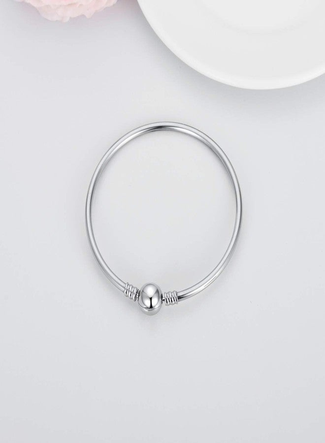 LONAGO Jewelry Moments Bangle Charm Bracelet 925 Sterling Silver Chain Bracelet Snap Clasp Fit Snake Charm Bead Birthday Gift for Women Mom (7.5) - Image 2