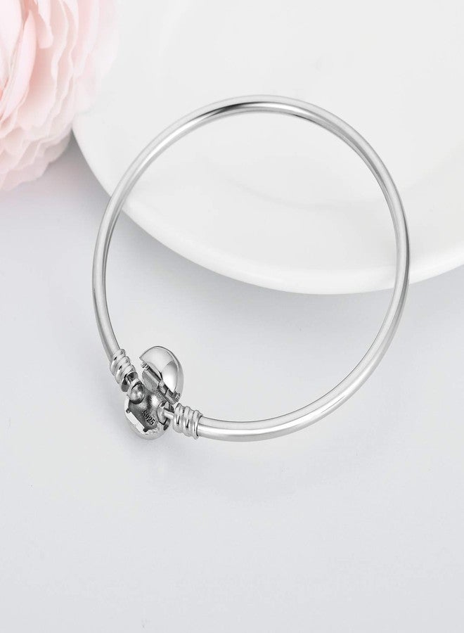 LONAGO Jewelry Moments Bangle Charm Bracelet 925 Sterling Silver Chain Bracelet Snap Clasp Fit Snake Charm Bead Birthday Gift for Women Mom (7.5) - Image 3