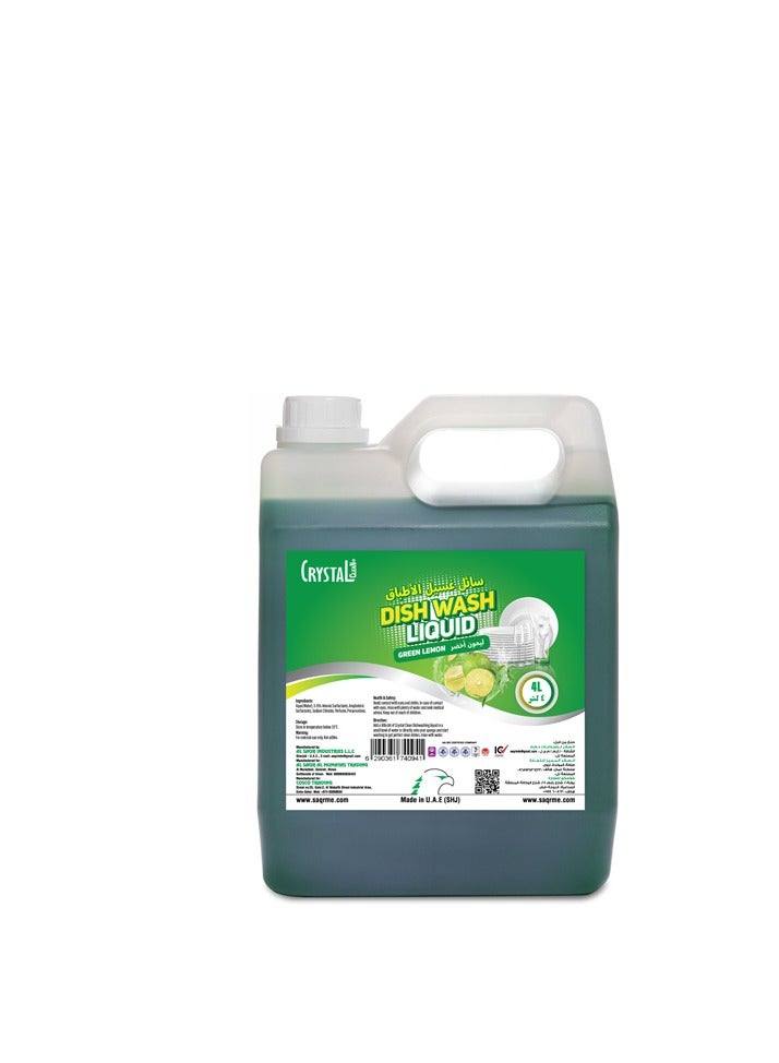 Crystal Clean Green Lemon Dish Wash Liquid 4 Litre - Image 1