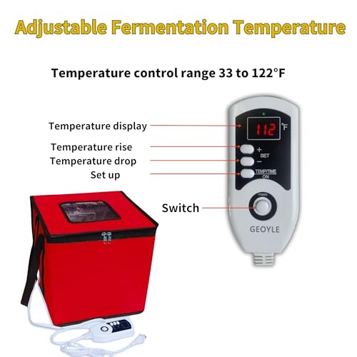 GEOYLE Foldable Proofing Box With Heater, 74l Large Bread Proofer with Temperature and Timer Controller, Zippered Sourdough Warmer for Bread, Pizza and Yoghurt Making,16.5 * 16.5 * 16.5in - Image 5