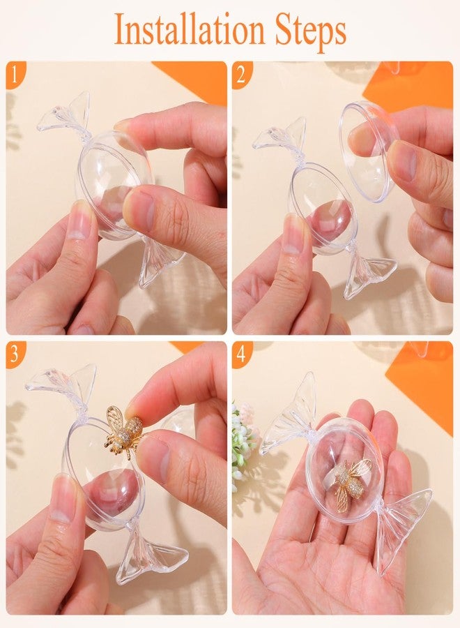 أموسفون علب حلوى شفافة من أموسفن، 12 قطعة، علب بلاستيكية لتخزين الحلوى، مثالية لحفلات الزفاف وأعياد الميلاد، علب حلوى، 3.34 × 1.77 × 1.77 بوصة - Image 4