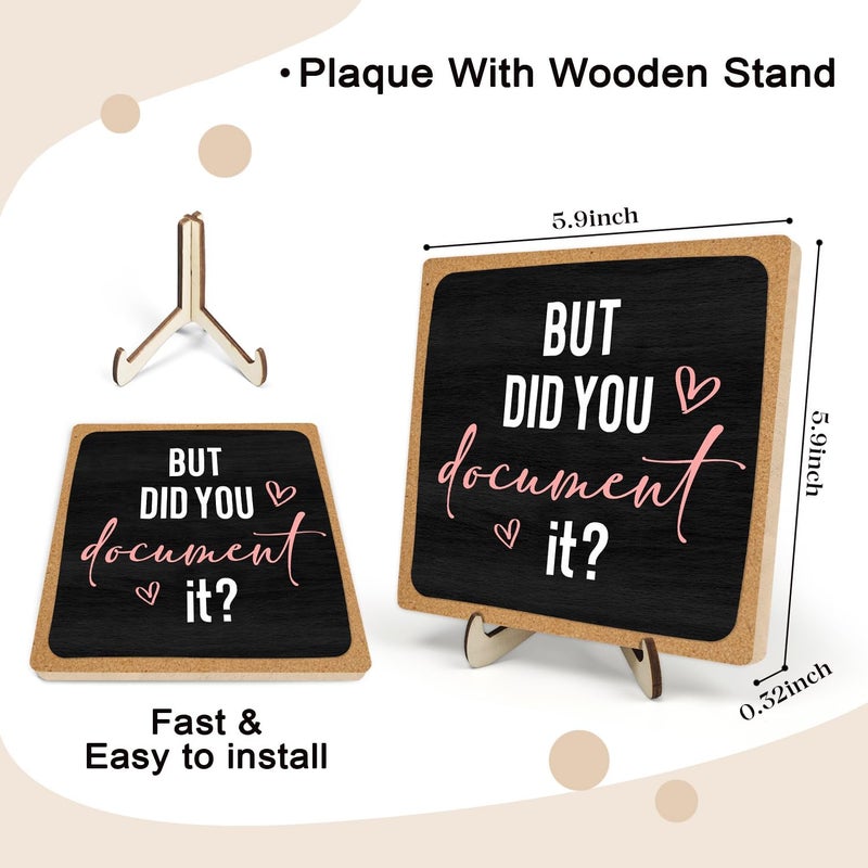 DMADNF Office Gifts for Coworker, Wooden Plaque Sign for Humor Work Gift for Boss Coworkers, Funny Office Wooden Plaque Sign Home Office Decor, But Did You Document It, 5.9 x 5.9 inches - Image 2